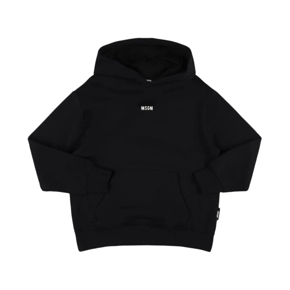 Msgm Boys Black Kids Sweatshirts, 8 Y, Hooded Sweatshirt