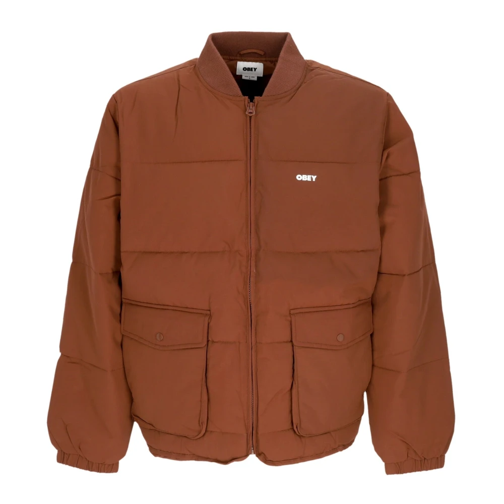 Obey Gewatteerde Ritsjas met Kraag Brown Heren