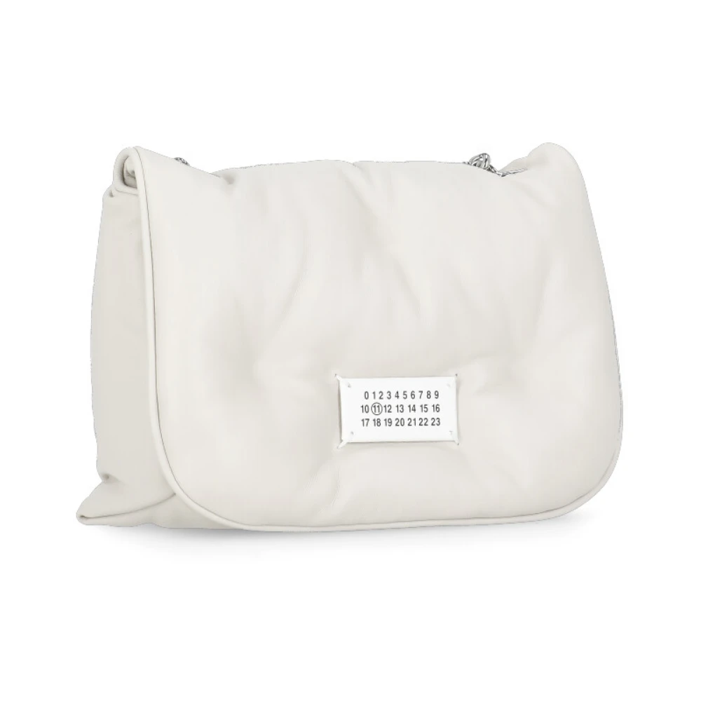 Maison Margiela Gewatteerde leren schoudertas met magnetische sluiting Beige Dames