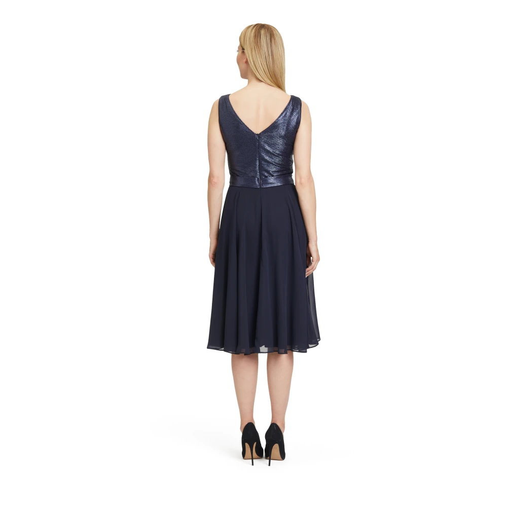 Vera Mont Zwaaiende Cocktailjurk met Riem Blue Dames