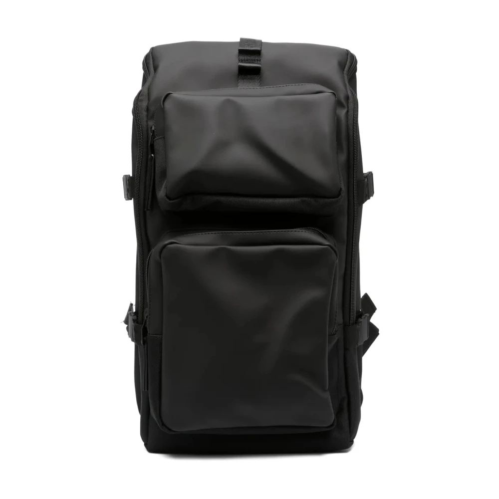 Rains Unisex Black Waterproof Trail Cargo Backpack