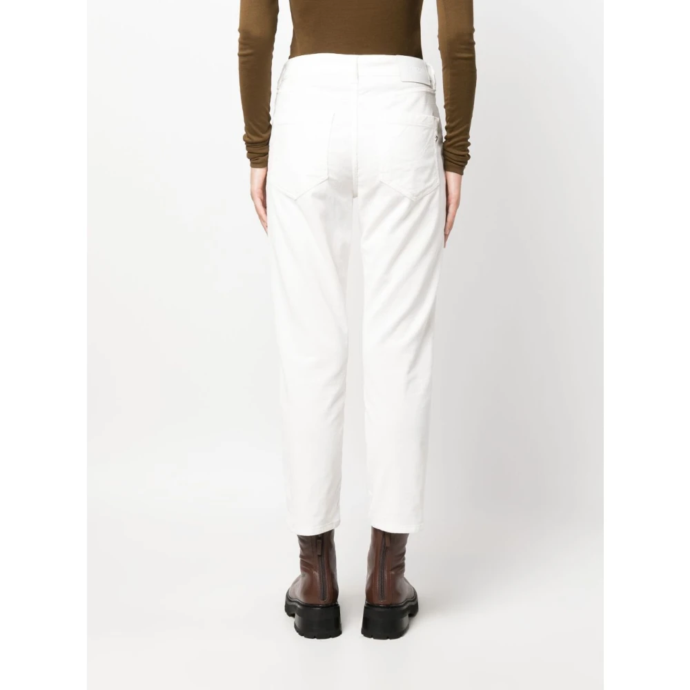 Dondup Cropped Jeans met `Koons Bot Gioie` Design White Dames