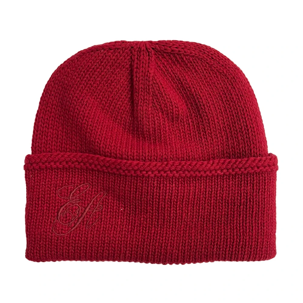 Emporio Armani Gebreide Rib Logo Geborduurde Hoed Red Dames