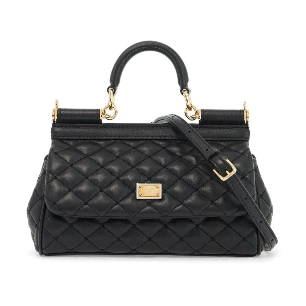 Dolce & Gabbana Gewatteerde Nappa Leren Handtas Black Dames
