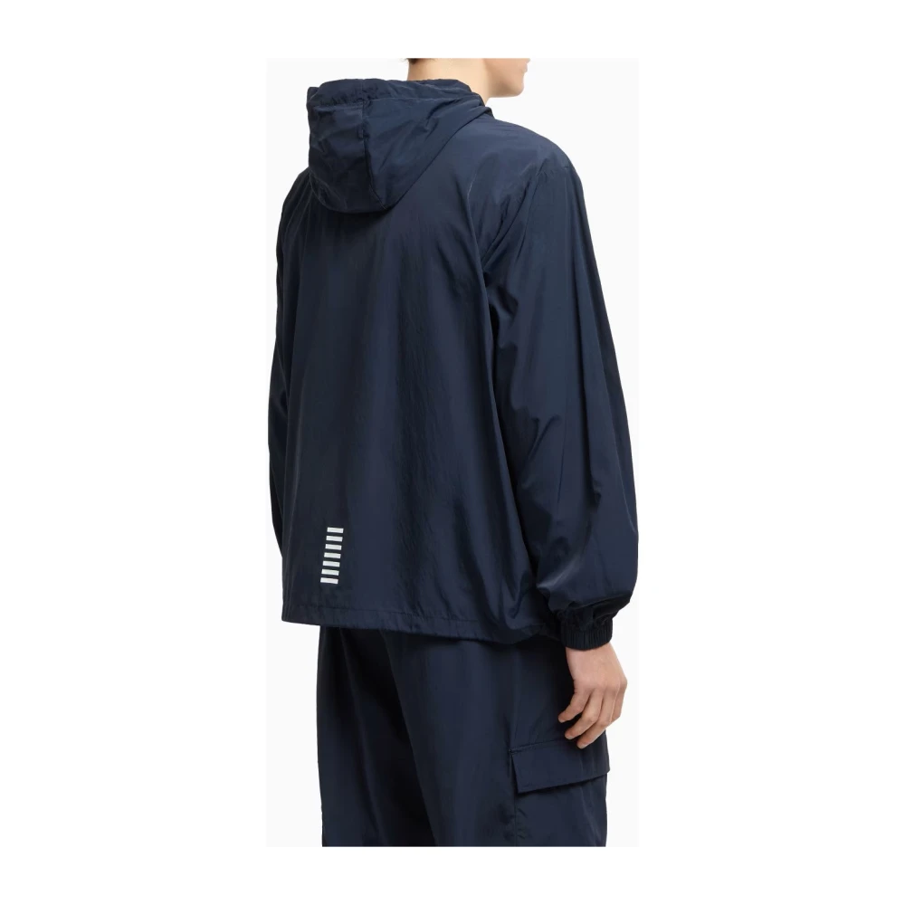 Emporio Armani EA7 Blauwe Kway Jas Moderne Stijl Comfort Blue Heren