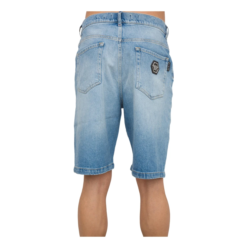 Philipp Plein Formentera Fit Denim Shorts Blue Heren
