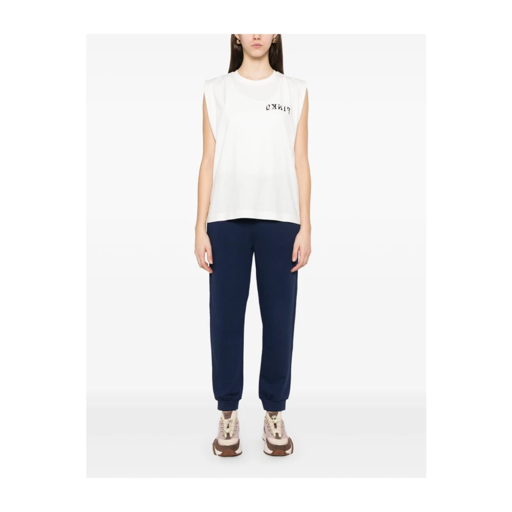 pinko Witte Crew Neck Mouwloze Tops White Dames