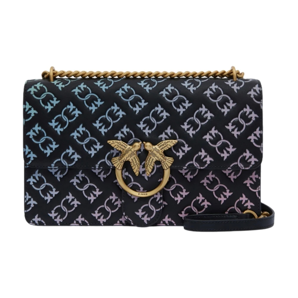 pinko Zwarte leren dames crossbody tas Black Dames