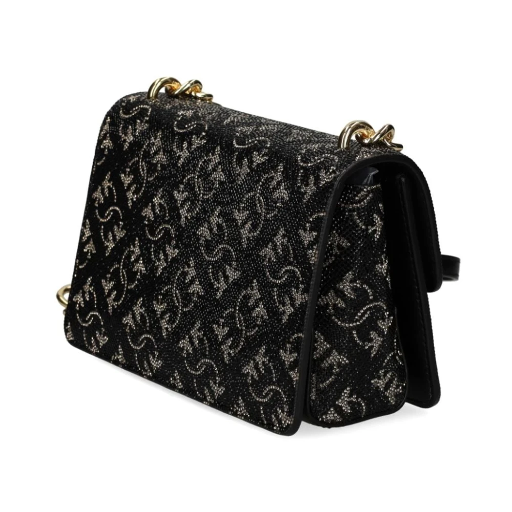 pinko Zwarte Pailletten Love One Mini Tas Black Dames