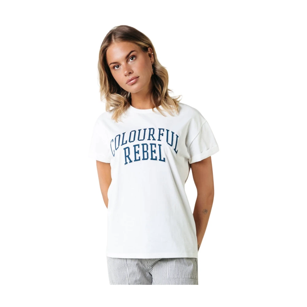Colourful Rebel CR Print Boxy Tee White Dames