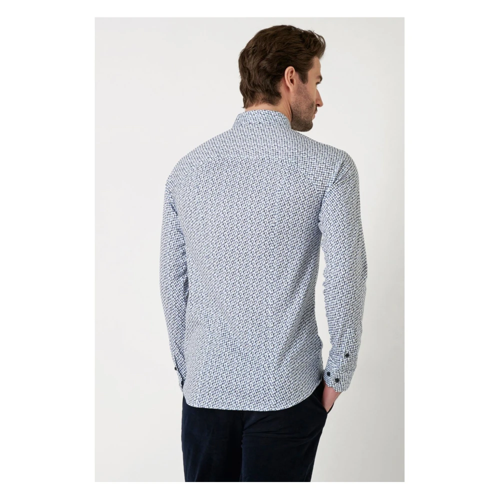 Desoto Blauw Overhemd Lange Mouw Kent Stijl Blue Heren