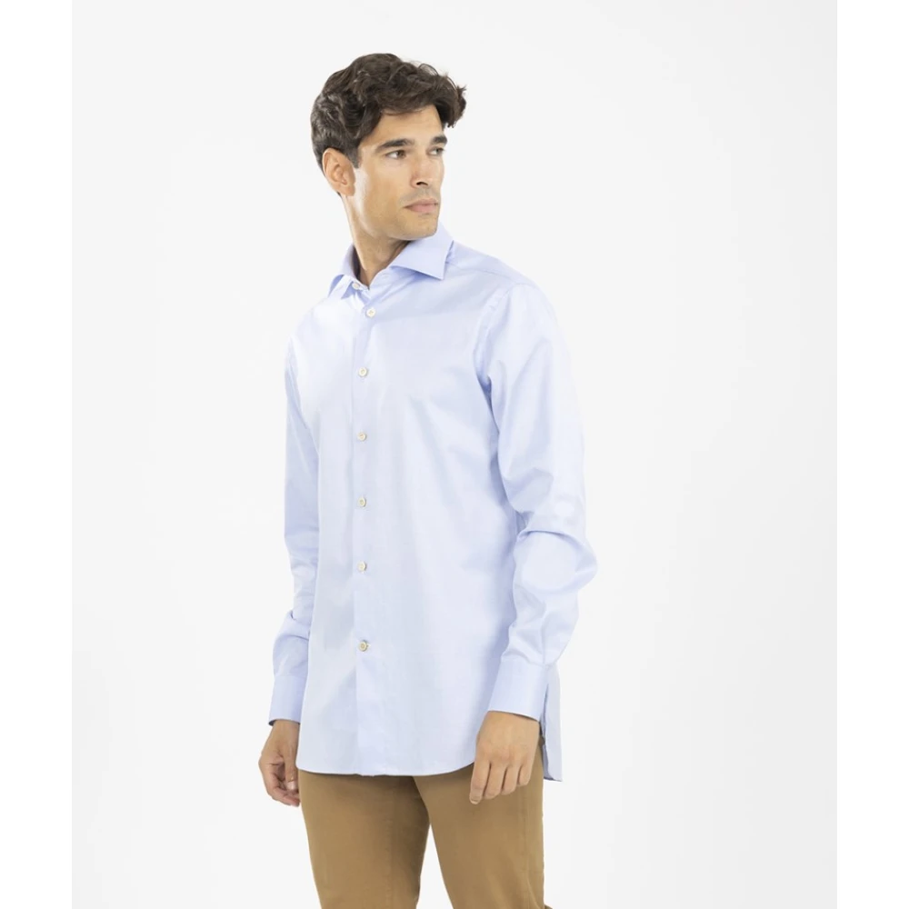 Kiton Italiaans Katoenen Overhemd Blue Heren
