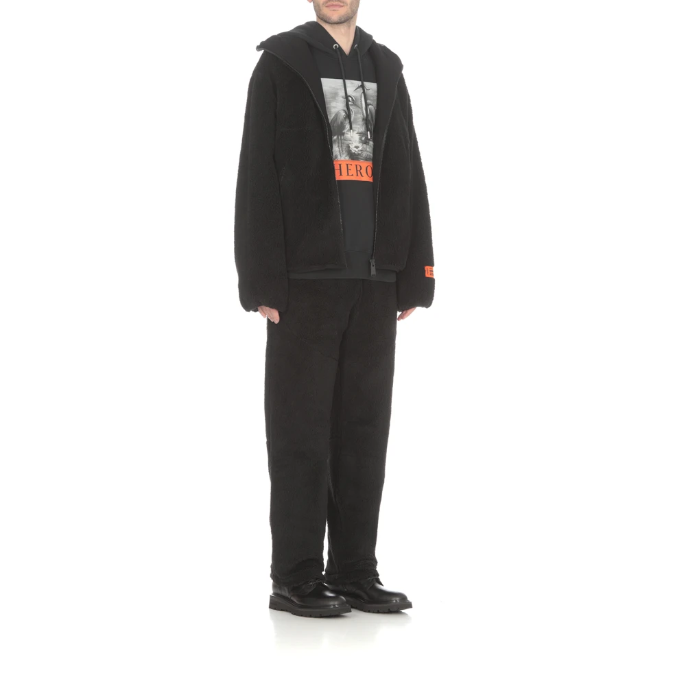 Heron Preston Zwarte Bouclé Broek met Logo Patch Black Heren