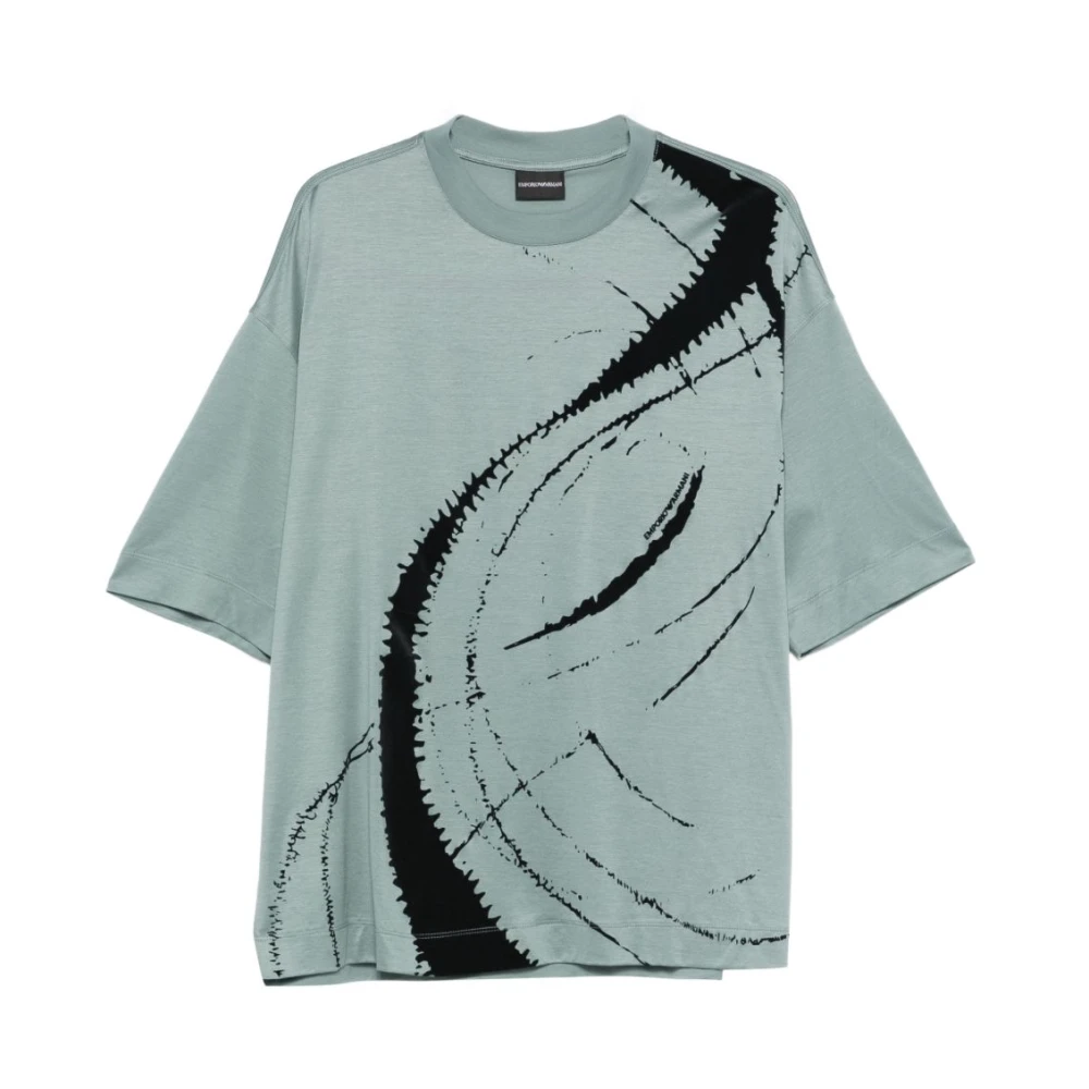 Emporio Armani Men's Green T-Shirts, L, Graphic Print T-Shirt