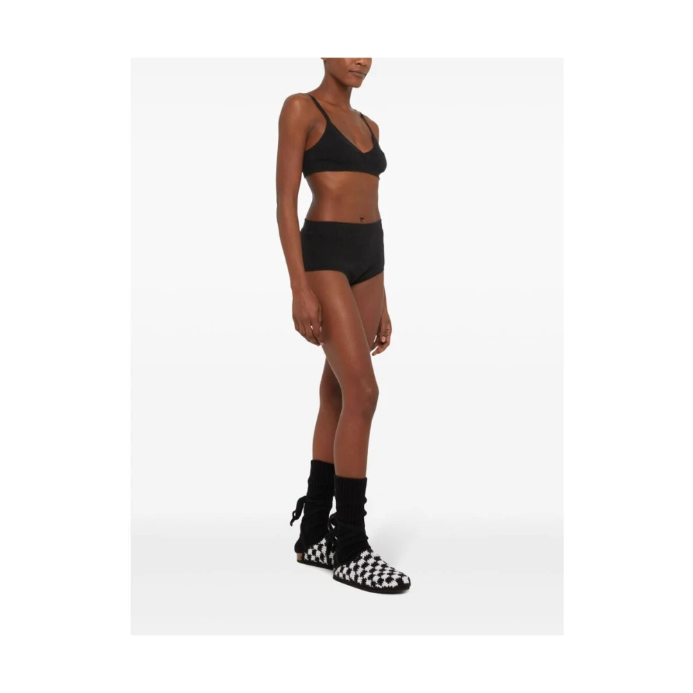 Alanui Zwarte Geribbelde Gebreide Hoge Taille Broek Black Dames
