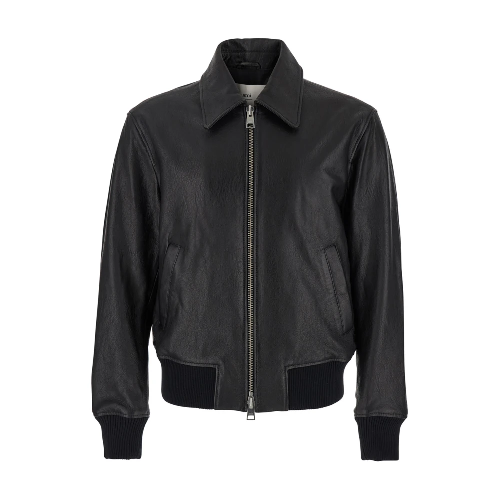 Jackets > Leather Jackets - - Ami Paris - Modalova