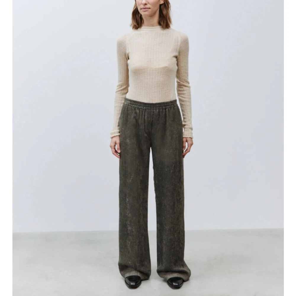 Alysi Velvet Rib Elastische Broek Gray Dames