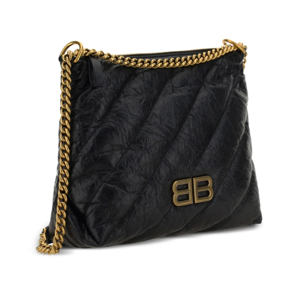 Balenciaga Gewatteerde Zwarte Schoudertas met Antiek Gouden Hardware Black Dames