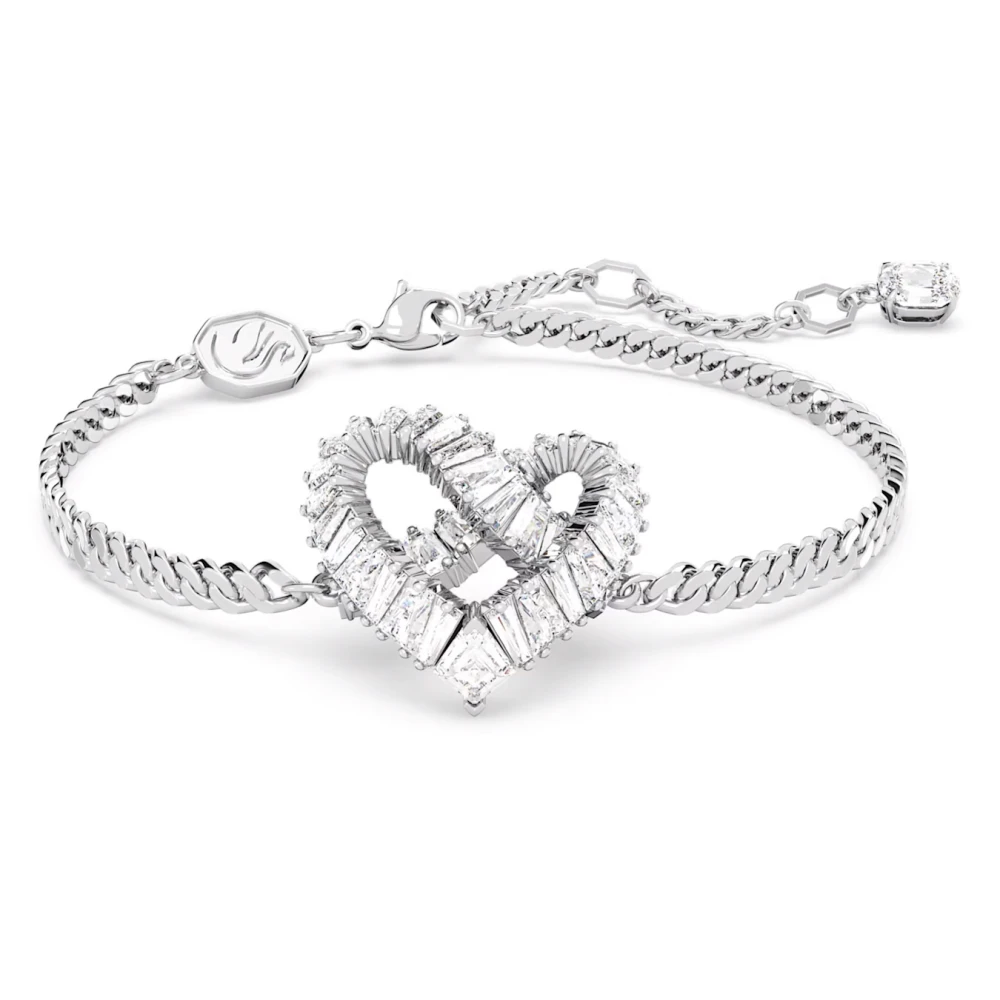 Swarovski Women's Gray Interwoven Heart Crystal Bracelet