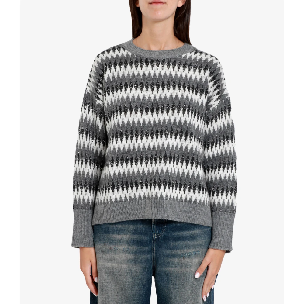 Kaos Diamant Paillet Wolmix Sweater Gray Dames