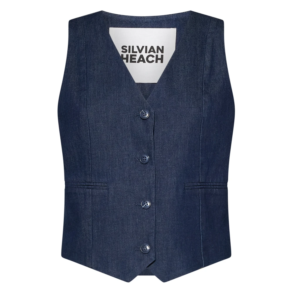 Silvian Heach Donna Blu Gilet Con Linee Sartoriali E Chiusura A Bottoni