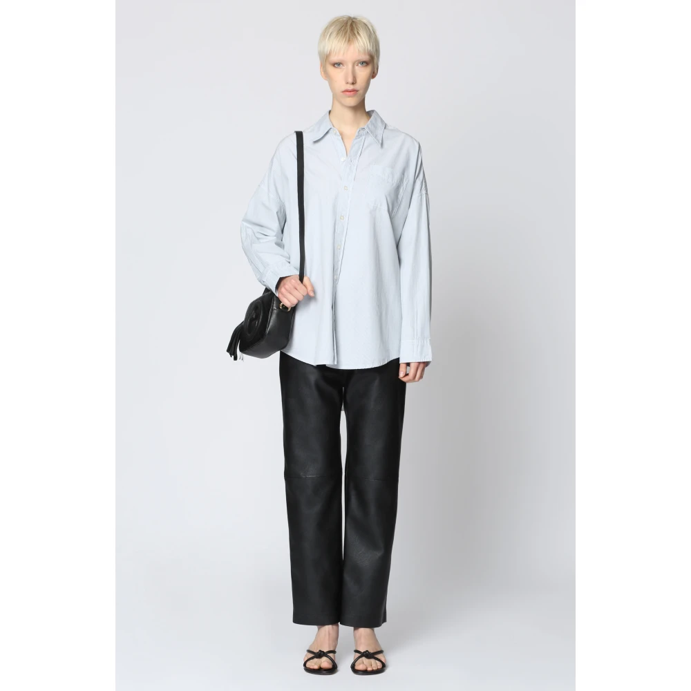 R13 Drop Neck Oxford Shirt Blue Dames