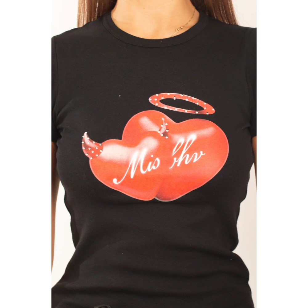 Misbhv Zwarte Hearts Baby Tee Black Dames