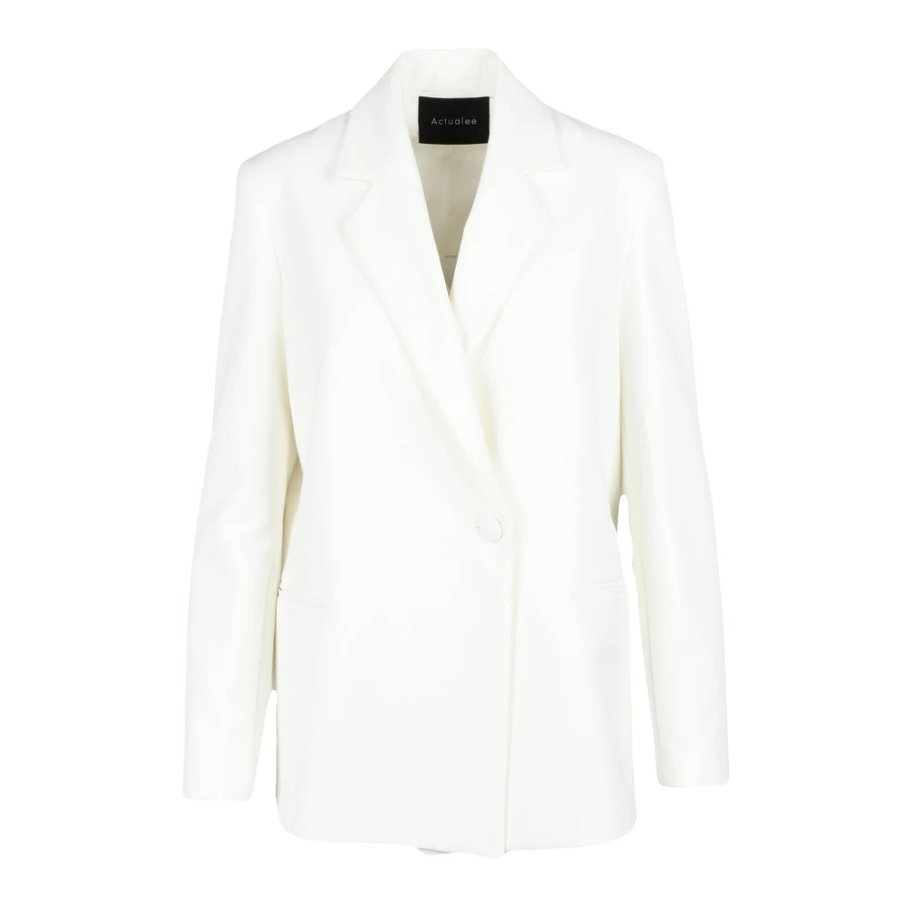 Actualee Stijlvolle Jas in Polyester Elastaan Mix White Dames