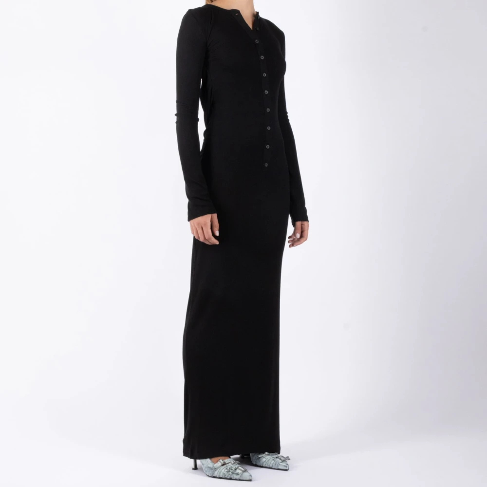 Acne Studios Lange Zwarte Jurk Black Dames