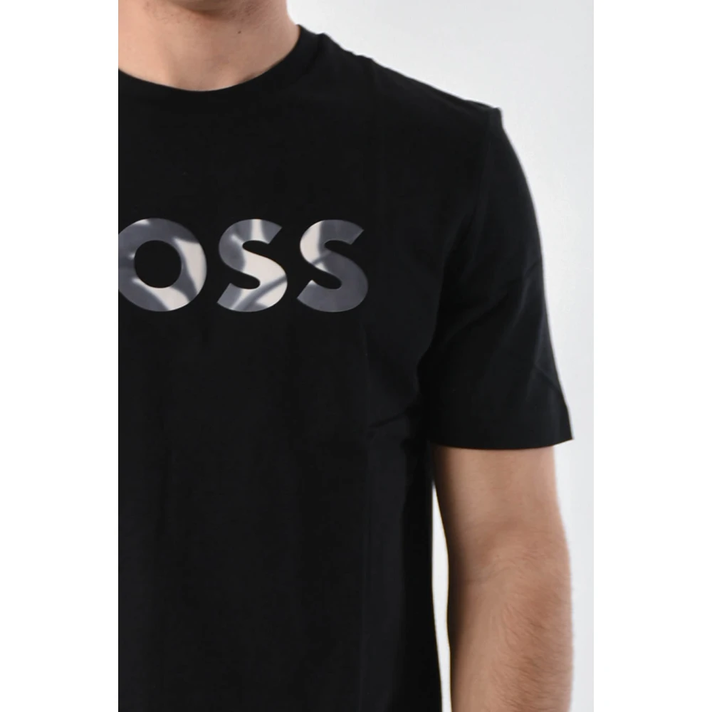 Hugo Boss Katoenen Logo T-shirt Regular Fit Black Heren