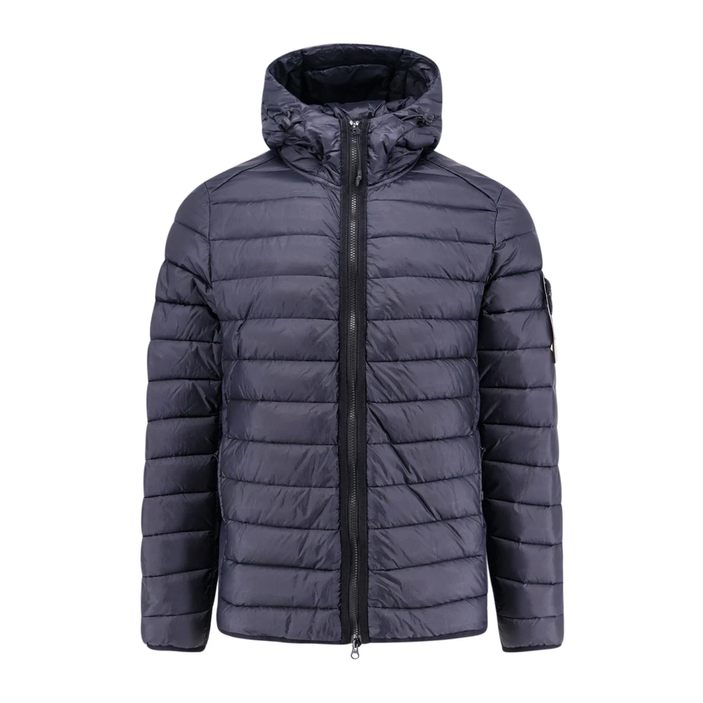 Stone Island Nylon Dunjacka med Vadderad Huva Blue, Herr