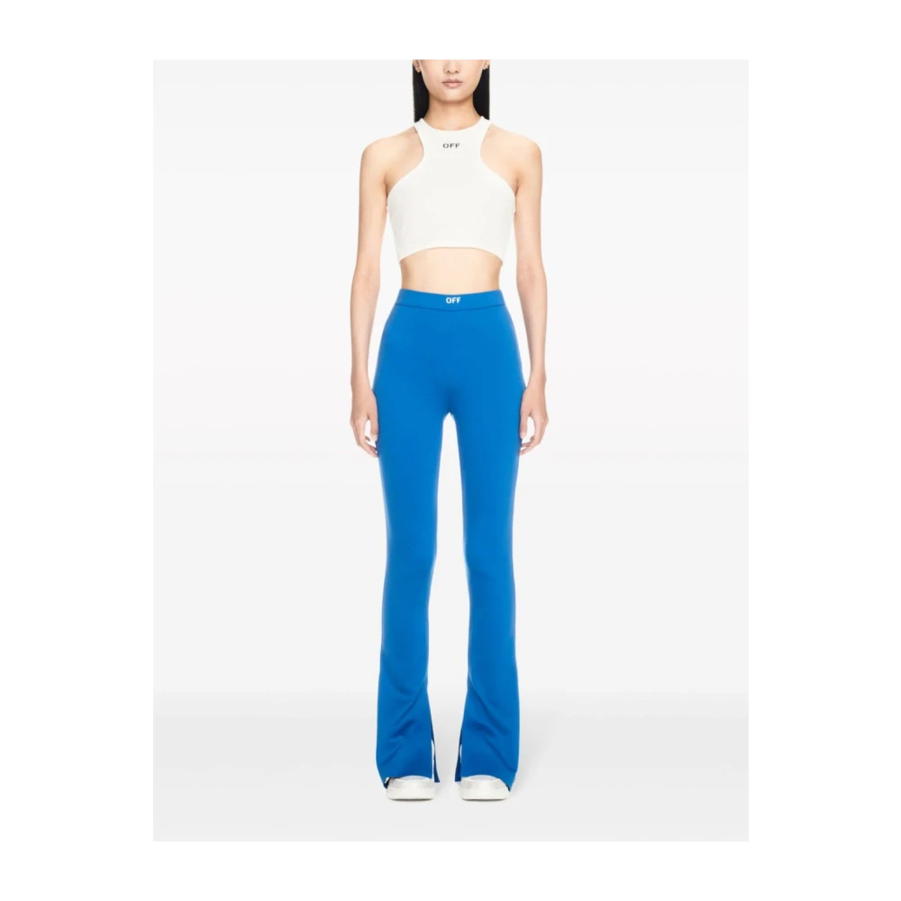 Off White Ocean Blue Hoge Taille Broek Blue Dames