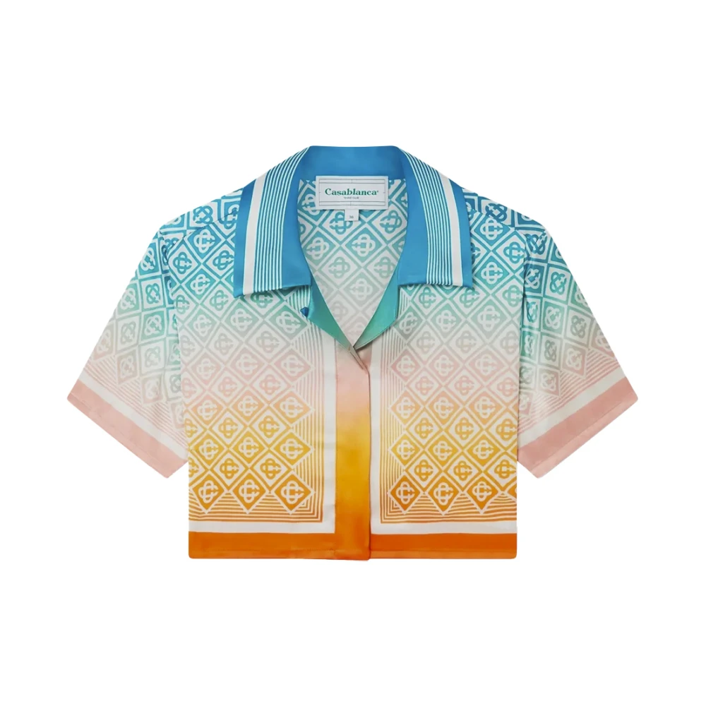 Casablanca Gradient Monogram Zijden Crop Shirt Multicolor Dames