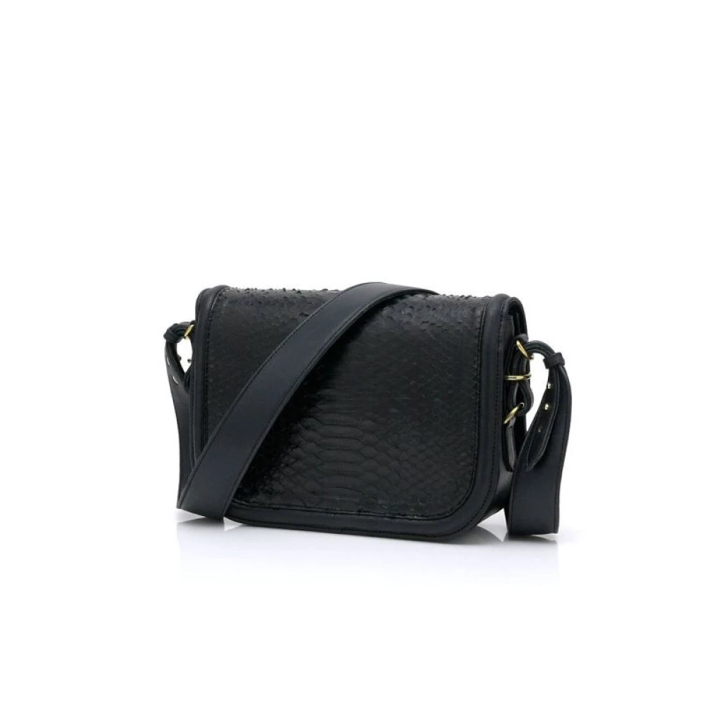 Claris Virot Python Schoudertas met Gouden Hardware Black Dames
