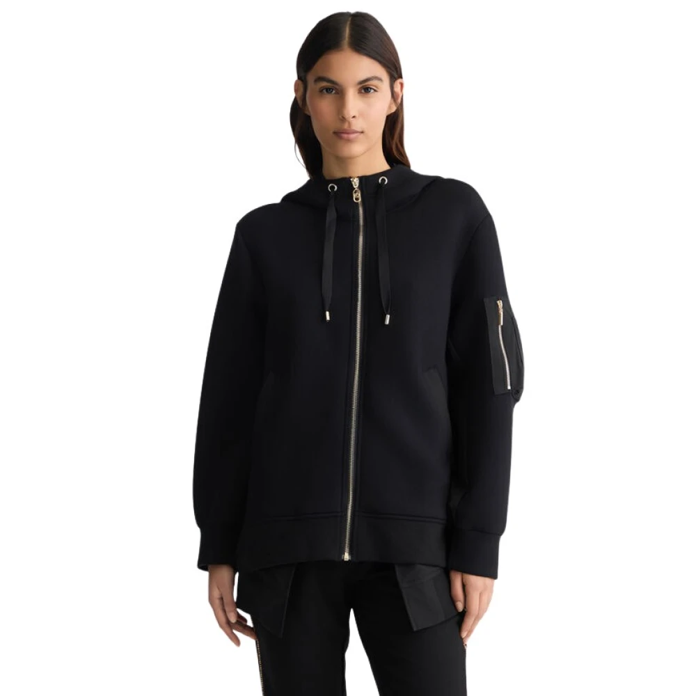 Liu Jo Women's Black Sporty Jacket With Hood, Zip-Throughs, 2XL, Sweatshirts & Hoodies