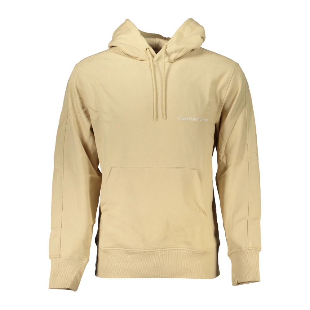 Calvin Klein Men's Beige Hooded Sweatshirt With Logo Print