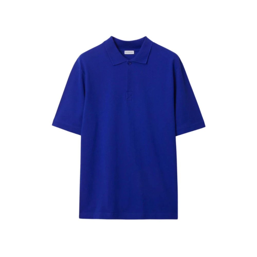 Burberry Blauw Polo Shirt met Witte Omkeerbare Kraag Blue Heren