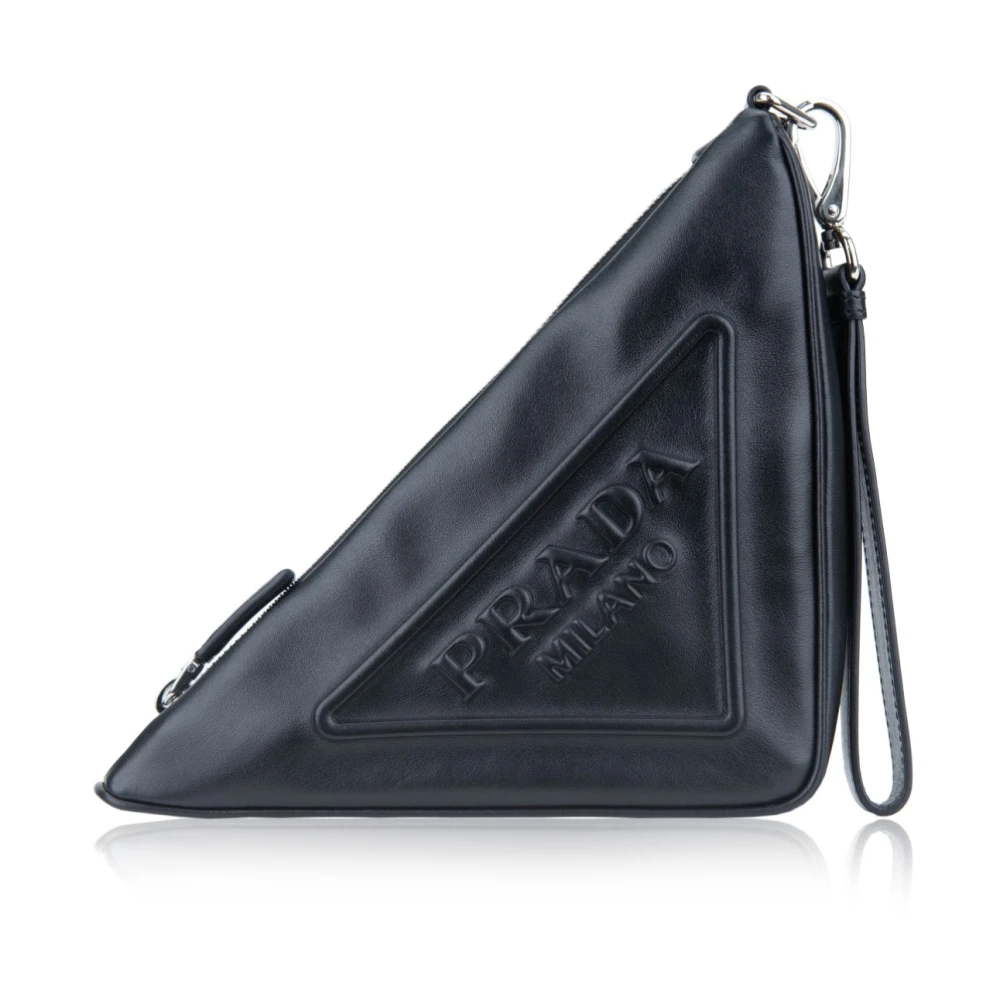 Prada Leren handtas met rits Black Dames