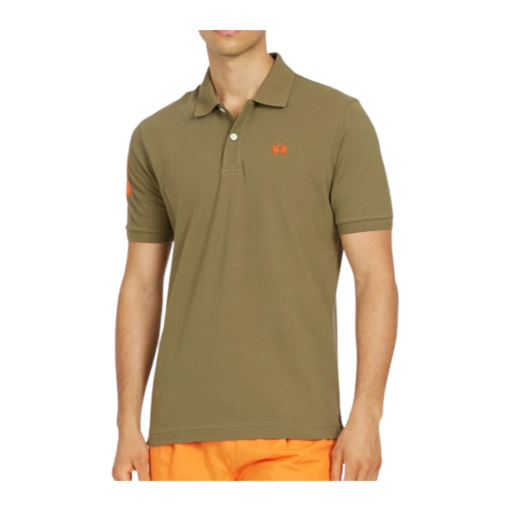 La Martina Men's Green Polo Shirts, M, Short Sleeve Buttoned Polo Shirt