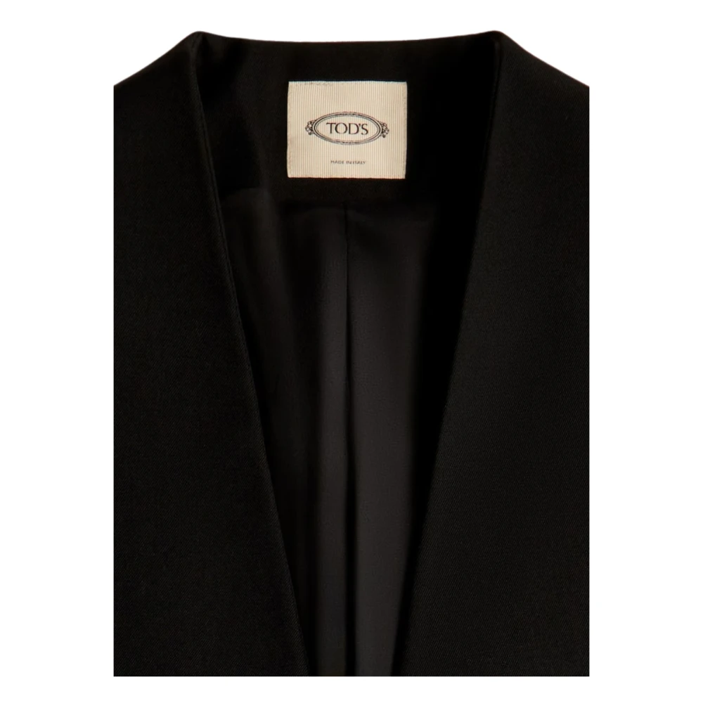 TOD'S Zwarte Wollen Blazer met Voorplooien Black Dames