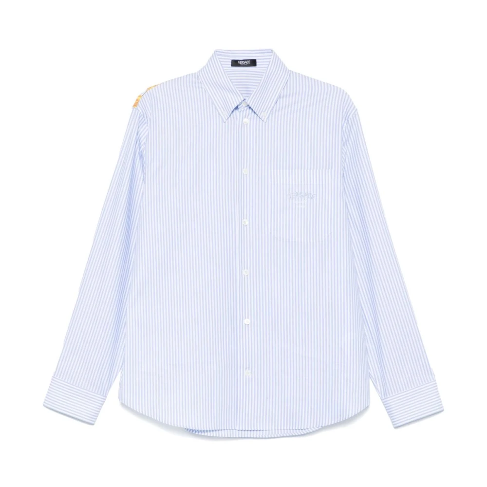 Versace Heldere Blauwe Stijlvolle Overhemden Blue Heren