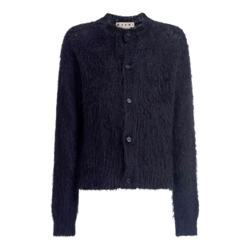 Marni Zwarte Mohair Cardigan Sweater Black Heren