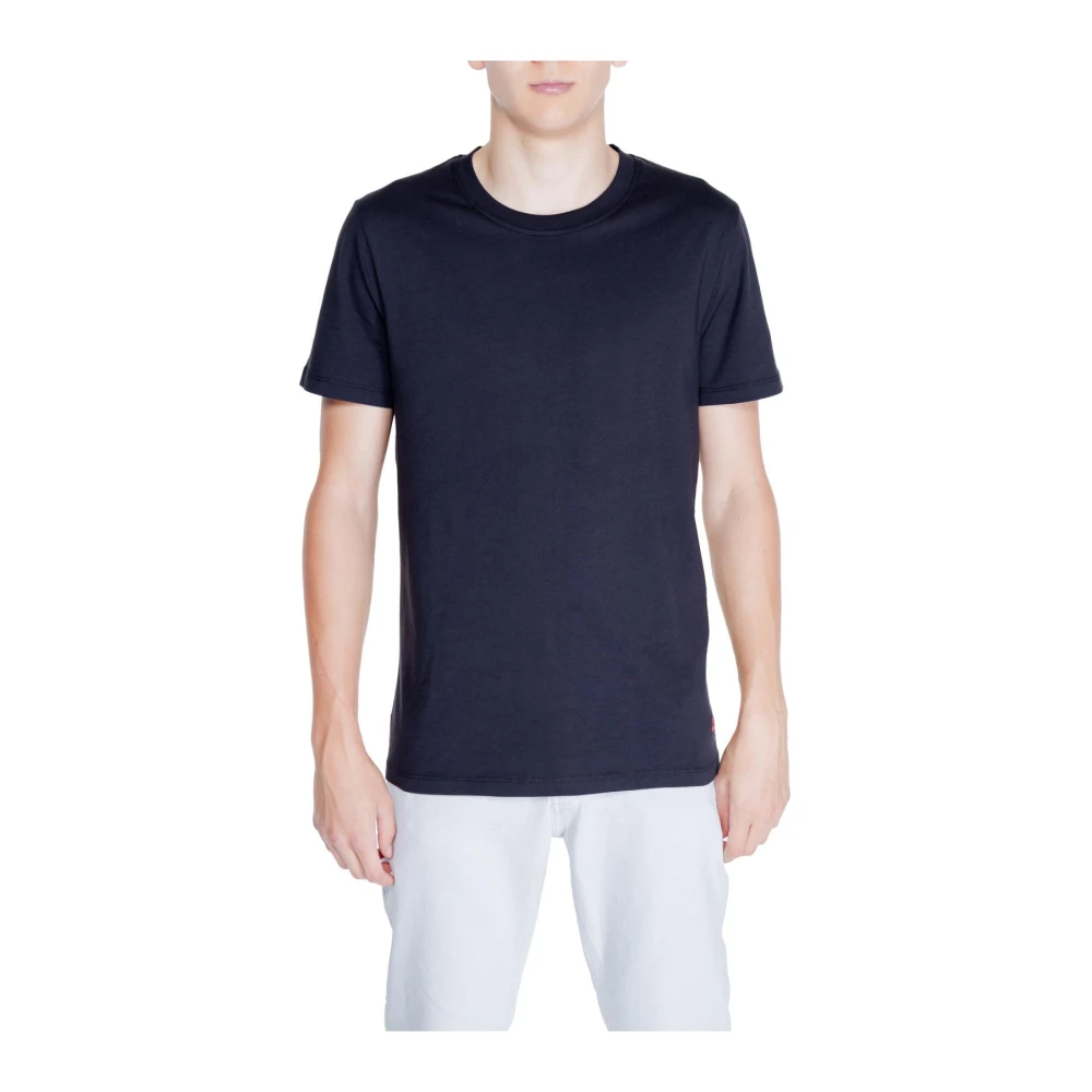 Peuterey Blue T-Shirts, Male, L, Black Cotton Crew Neck Tee