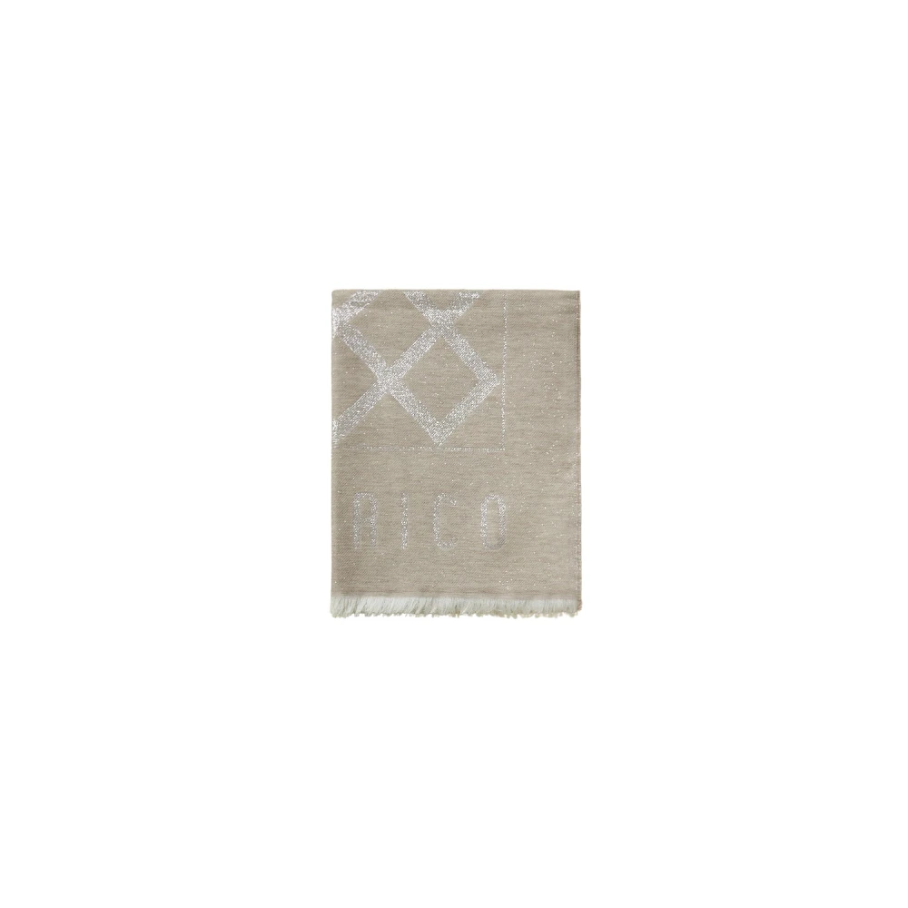 PESERICO Geometrisch patroon wol en modal sjaal Beige Dames