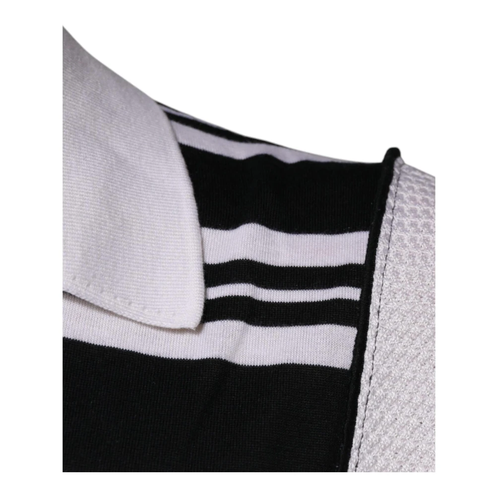 Dolce & Gabbana Gestreept Polo T-shirt van Zijdeblend Black Heren