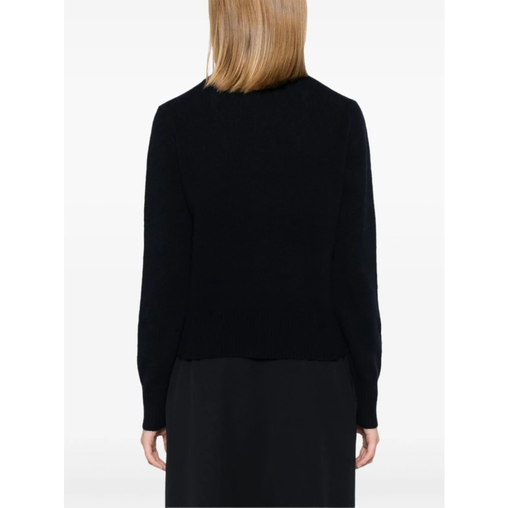 allude Blauwe Cashmere Trui Geribbelde Zoom Blue Dames