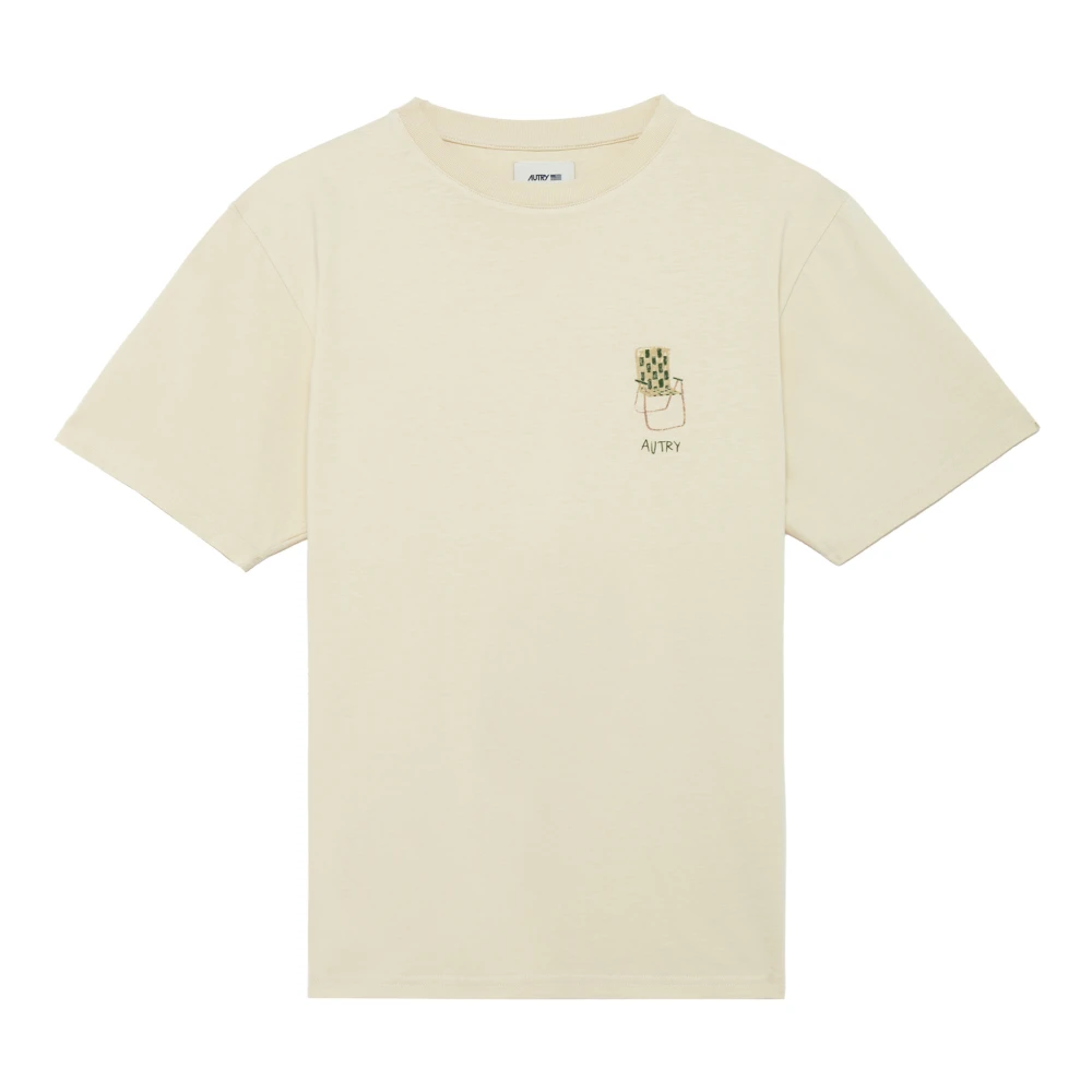 Autry Men's Beige T-Shirts, L, Cotton T-Shirt Ivory Polo Style