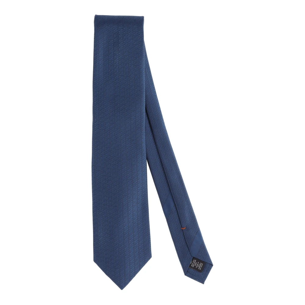 Ermenegildo Zegna Blauwe Zijden Stropdas met Logopatroon Blue Heren