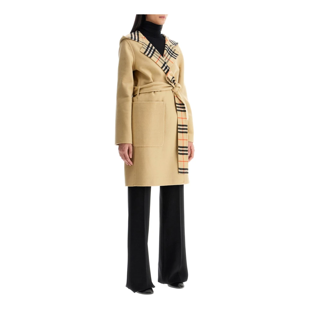 Burberry Omkeerbare wollen jas met revers Beige Dames