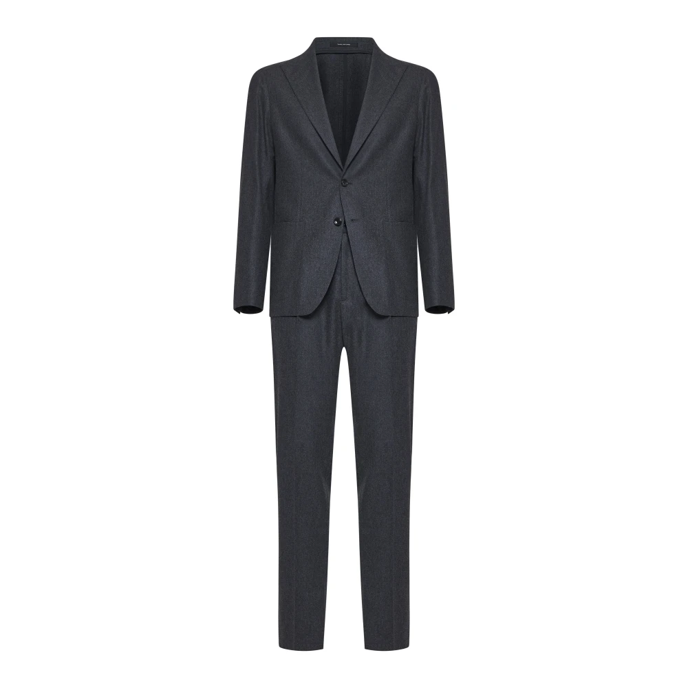Tagliatore Men's Gray Single Breasted Suits, 3XL, Peak-Lapels Drawstring Suit